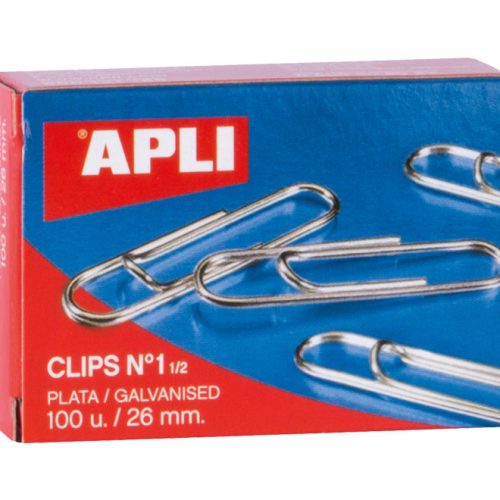 Caja 100 Clips labiados APLI Nº 1,5