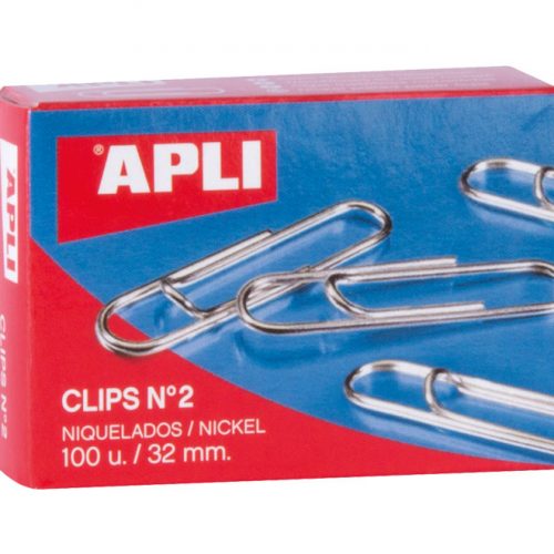 Caja 100 Clips labiados APLI Nº 2