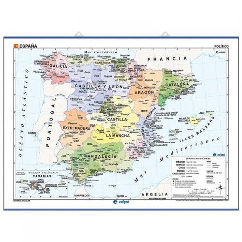 España, Físico/Político 140 x 100 cm