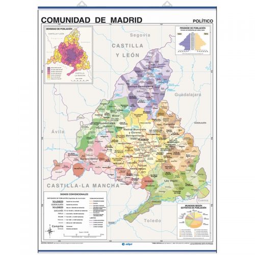Comunidad de Madrid, Físico/Político, 100 x 140 cm