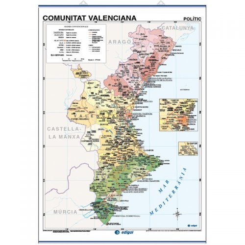 Comunitat Valenciana, Físico-económico/Político 100 x 140 cm